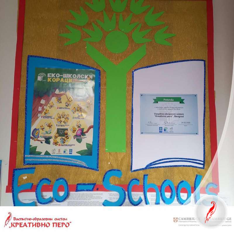 Васпитно-образовни систем „Креативно перо" укључен у Међународни програм Еко-школе